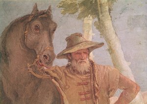 Detail of the Horseman from Angelica Nursing the Wounded Medoro (detail) by Giovanni Battista Tiepolo